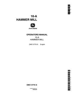 John Deere 10-A Hammer mill Operator manual OMC13776 — actual manual cover