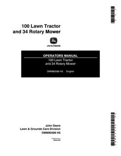 John Deere 100; 34 rotary mower Lawn tractor and rotary mower Operator manual OMM80586 — actual manual cover