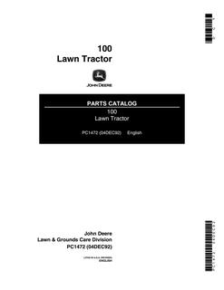 John Deere 100 Lawn tractor Parts catalog PC1472 — actual manual cover
