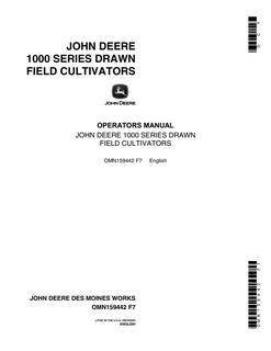 John Deere 1000 Series Drawn Field cultivator Operator manual OMN159442 — actual manual cover