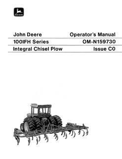 John Deere 100IFH Series Integral Chisel Plow Operator manual — actual manual cover
