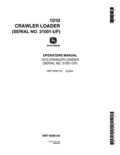 John Deere 1010 Crawler loader Operator manual OMT18595 — actual manual cover