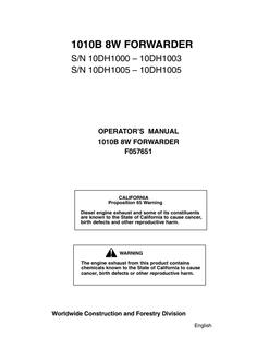 John Deere 1010B 8W Forwarder Operator Manual F057651 — actual manual cover