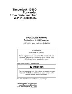 John Deere 1010D Forwarder Operator Manual OMF064199 — actual manual cover