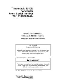 John Deere 1010D Forwarder Operator Manual OMF067058 — actual manual cover