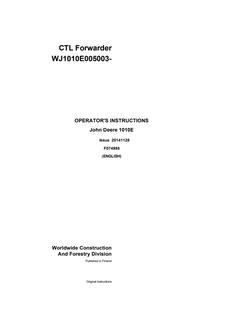 John Deere 1010E CTL Operator Instructions F074988 — 2014-11-28 — actual manual cover