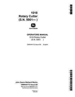 John Deere 1018 Rotary Cutter Operator's Manual — actual manual cover