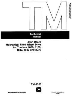 John Deere 1030, 1130, 1630, 1830, 2030 Tractor Technical manual TM4326 1976-08 — actual manual cover