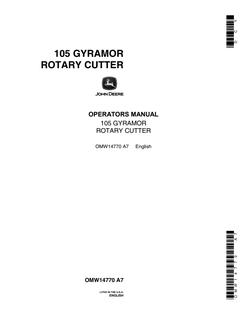 John Deere 105 Gyramor Rotary cutter Operator manual OMW14770 — actual manual cover