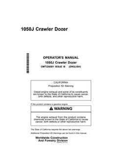 John Deere 1050J Crawler dozer Operator manual OMT226581 — actual manual cover