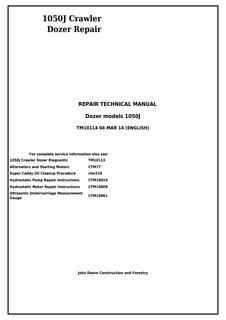 John Deere 1050J Crawler Dozer Repair Technical Manual TM10114 — actual manual cover