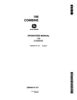 John Deere 106 Combine Operator manual OMH65141 — actual manual cover