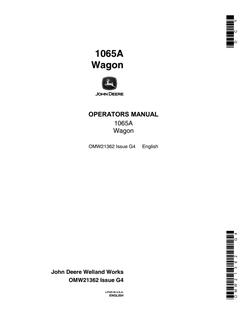 John Deere 1065A Wagon Operator manual OMW21362 — actual manual cover