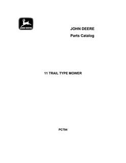 John Deere 11 Trail-Type Mower Parts Catalog — actual manual cover