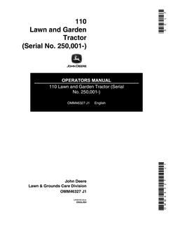 John Deere 110 Lawn and garden tractor Operator manual OMM46327 — actual manual cover