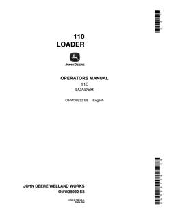 John Deere 110 Loader Operator manual OMW38932 — actual manual cover