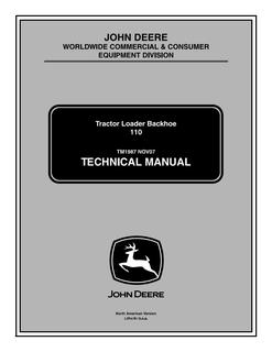John Deere 110 Tractor loader backhoe Technical manual TM1987 — actual manual cover