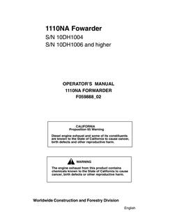 John Deere 1110NA Forwarder Operator Manual F059888_02 — actual manual cover