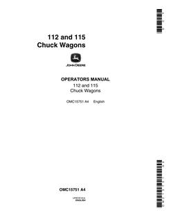 John Deere 112 and 115 Chuck Wagons Operators manual — actual manual cover