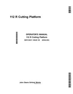 John Deere 112 R Cutting Platform Operator's Manual — actual manual cover