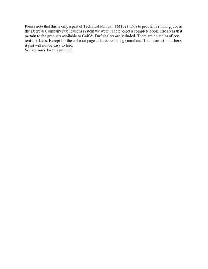 John Deere 113, 162, 172, 213E, 21HC Handheld product Technical manual TM1523 — actual manual cover