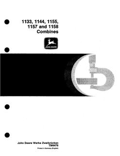 John Deere 1133, 1144, 1155, 1157, 1158 Combine Technical manual — actual manual cover