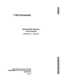 John Deere 1158 Forwarder Operator's manual OMF062282 — actual manual cover