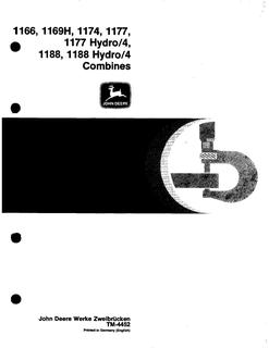 John Deere 1166, 1169H, 1174, 1177, 1177 Hydro/4, 1188, 1188 Hydro/4 Combine Technical manual — actual manual cover