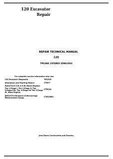 John Deere 120 Excavator Repair Technical Manual (TM1660) — actual manual cover