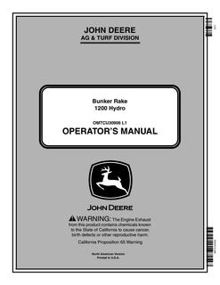 John Deere 1200 Hydro Bunker Rake Operator's Manual — actual manual cover