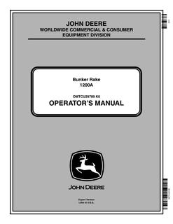 John Deere 1200A Bunker Rake Bunker rake Operator manual OMTCU29789 — actual manual cover