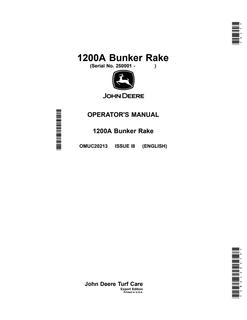 John Deere 1200A Bunker Rake Operator manual — actual manual cover