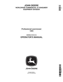 John Deere 1203 Professional Lawnmower Operator Manual OMDMU210516 — actual manual cover