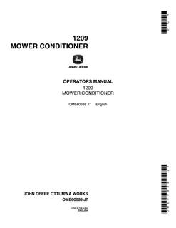 John Deere 1209 Mower-Conditioner Mower-conditioner Operator manual OME60688 — actual manual cover