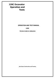 John Deere 120C Excavator Operation and Test Manual TM1934 — actual manual cover