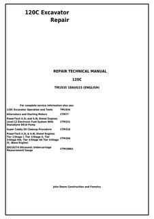 John Deere 120C Excavator Repair Technical Manual — actual manual cover