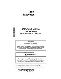 John Deere 120D Excavator Operator manual OMT237811 — actual manual cover