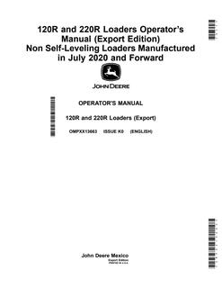 John Deere 120R, 220R Loader Loader Operator manual OMPXX13663 — actual manual cover