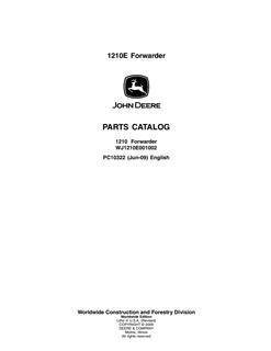 John Deere 1210E Forwarder Parts catalog PC10322 — actual manual cover