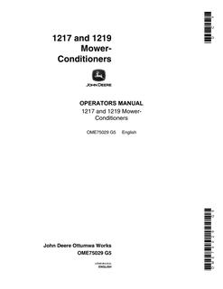 John Deere 1217, 1219 Mower-Conditioner Operator Manual OME75029 — actual manual cover