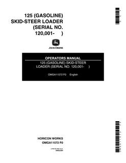 John Deere 125 Gasoline Skid-steer loader Operators manual OMGA11572 — actual manual cover