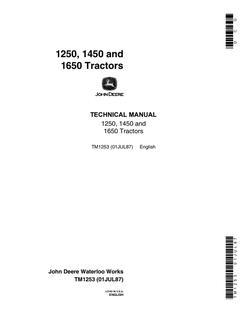 John Deere 1250, 1450, 1650 Tractor Technical manual — actual manual cover