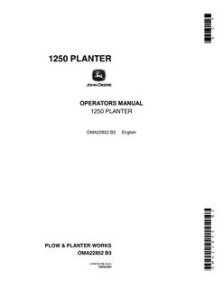 John Deere 1250 Planter Operator's Manual — actual manual cover