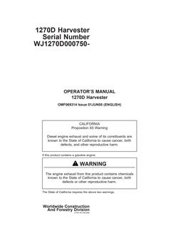 John Deere 1270D Harvester Operator's manual OMF069314 — actual manual cover