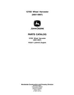 John Deere 1270D Wheel Harvester Parts Catalog — actual manual cover
