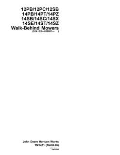 John Deere 12PB, 12PC, 12SB, 14PB, 14PT, 14PZ, 14SB, 14SC, 14SX, 14SE, 14ST, 14SZ Walk-behind mower Technical manual — actual manual cover
