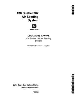 John Deere 130 Bushel 787 Air Seeding System Air seeding system Operator manual OMN200428 — actual manual cover