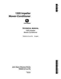 John Deere 1320 Impeller mower-conditioner Technical manual TM3224 — actual manual cover