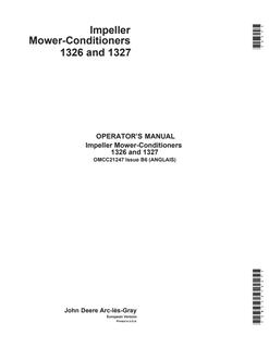 John Deere 1326, 1327 Impeller Mower-Conditiones Mower-conditioner Operator manual OMCC21247 — actual manual cover