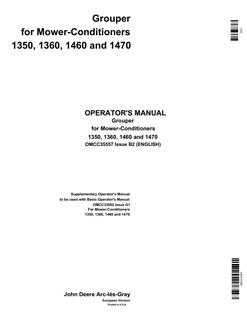 John Deere 1350, 1360, 1460, 1470 Grouper For Mower-Conditioner Mower-conditioner Operator manual OMCC35557 — actual manual cover